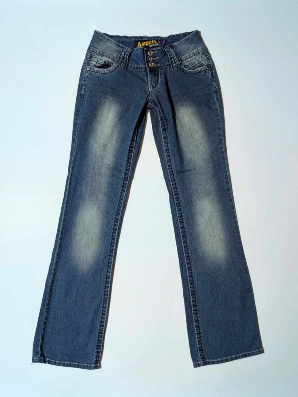 Angels Jeans Y2K Faded Medium/Dark Blue Wash Low-Rise Jeans